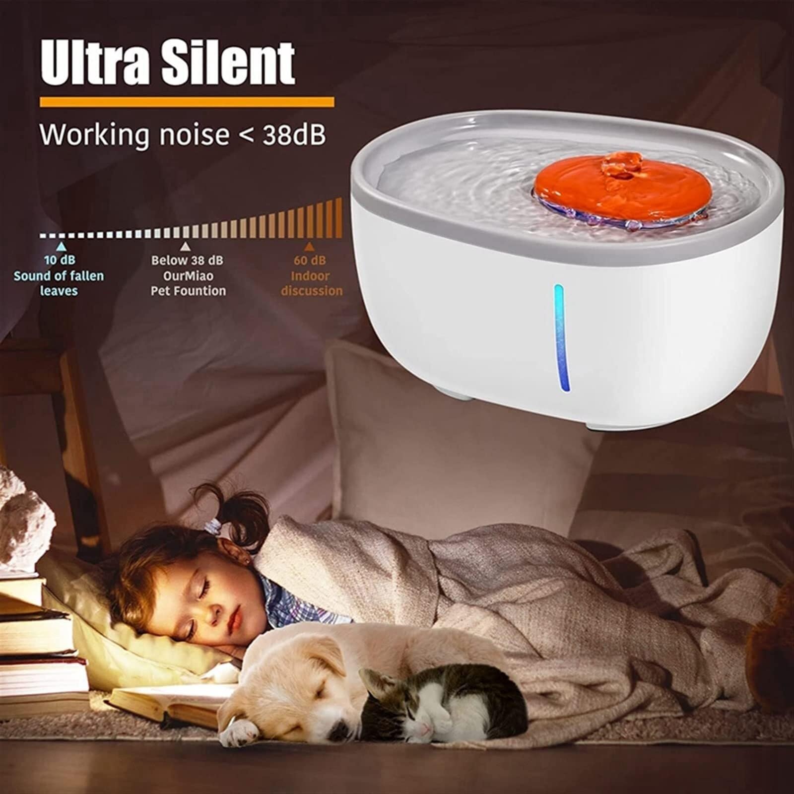 2L Automatic Pet Water Fountain for Cats, LED Light, 4-Stage Filtration System, BPA- - image 4