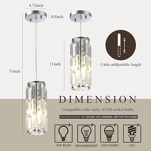 Miniatura 7 de XLHYTF Luces colgantes para isla de cocina, 1 luz, modernas lámparas colgantes doradas, mini candelabro de cristal, luces colgantes ajustables para