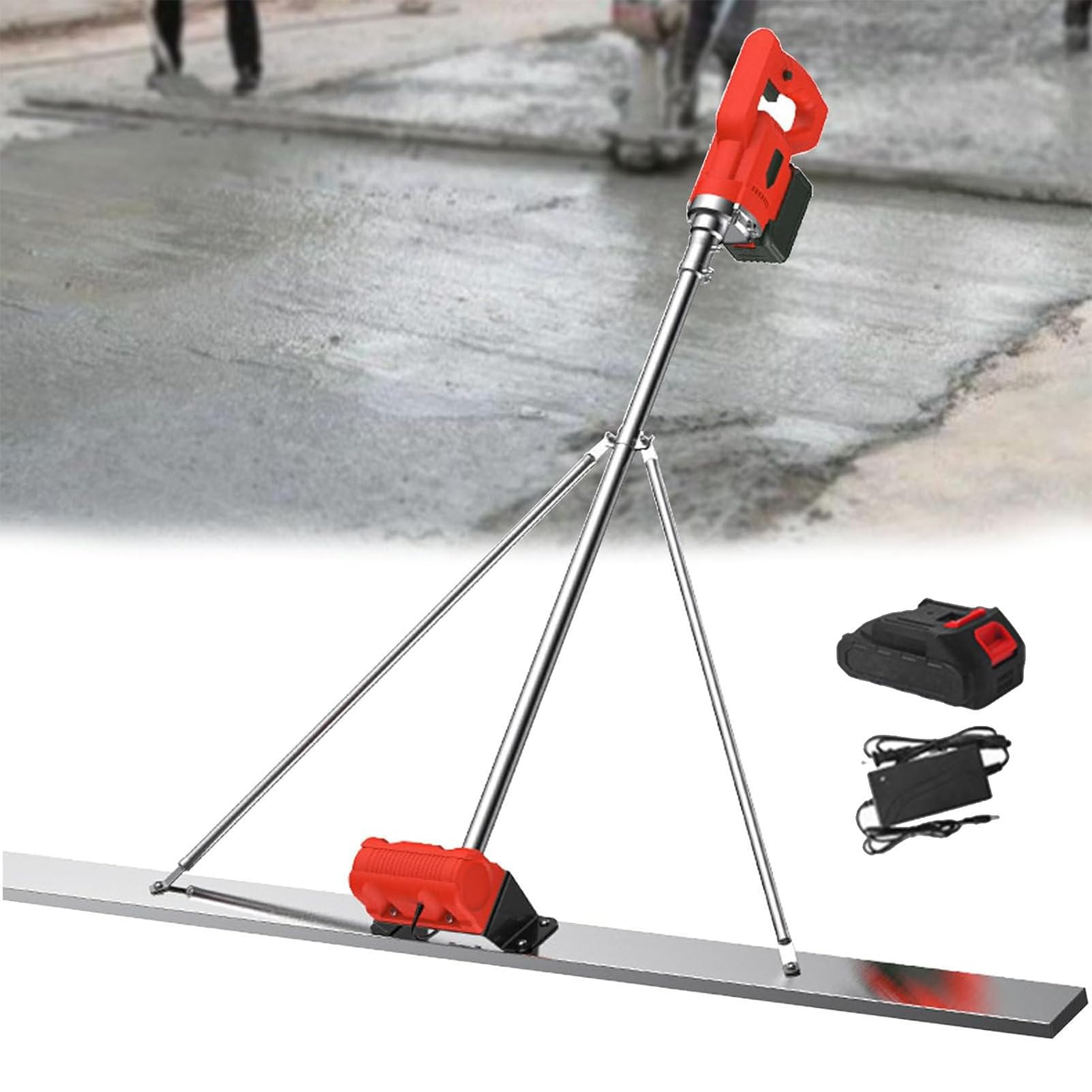 Zement, Betonoberfläche, vibrierendes Nivellierungslineal, Beton-Estrich-Kit mit 1,5 m Edelstahlplatte, 1,5 M-1 Batterie