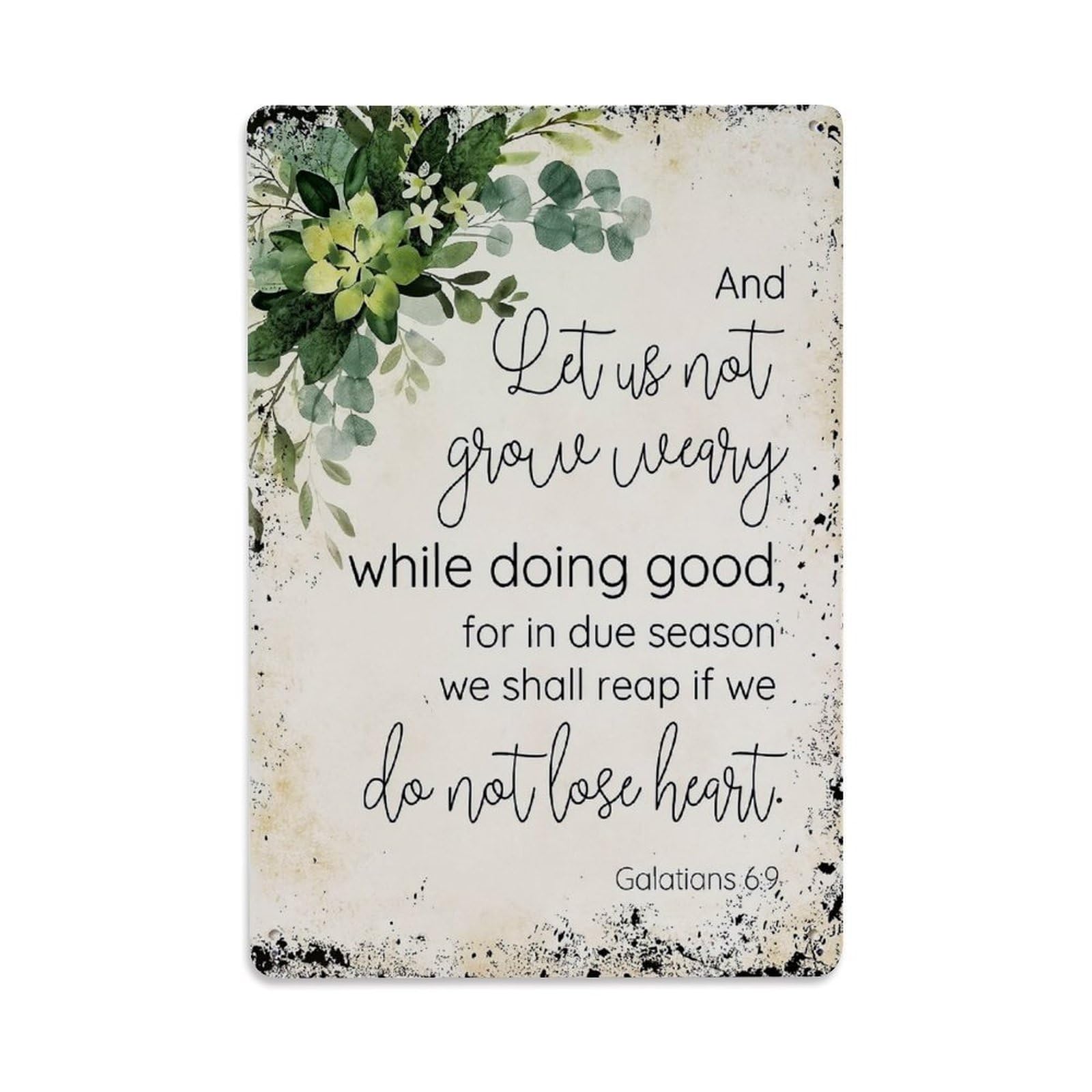 Jdfenggu Vintage Floral Wreath Bible Verse Print_1 Retro Metal Tin Sign, Metal Poster For Bar, Home, Man Cave, Kitchen, Laundry Room Art Decor 8X12 Inch