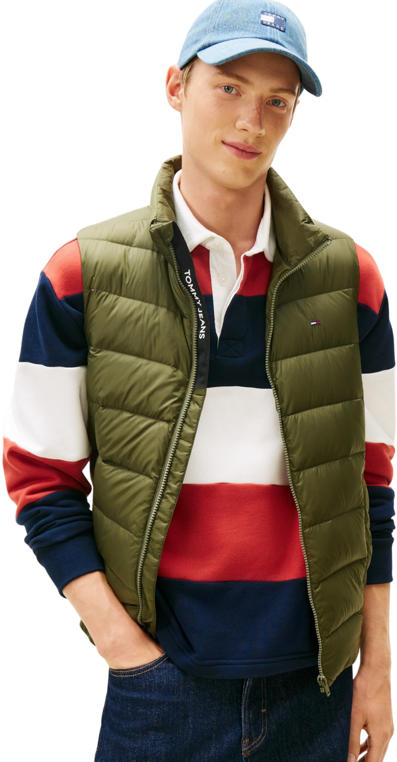 Tommy Jeans Men's TJM LT DOWN VEST EXT DM0DM20663 Vest, GREEN (Dark Greenery), L