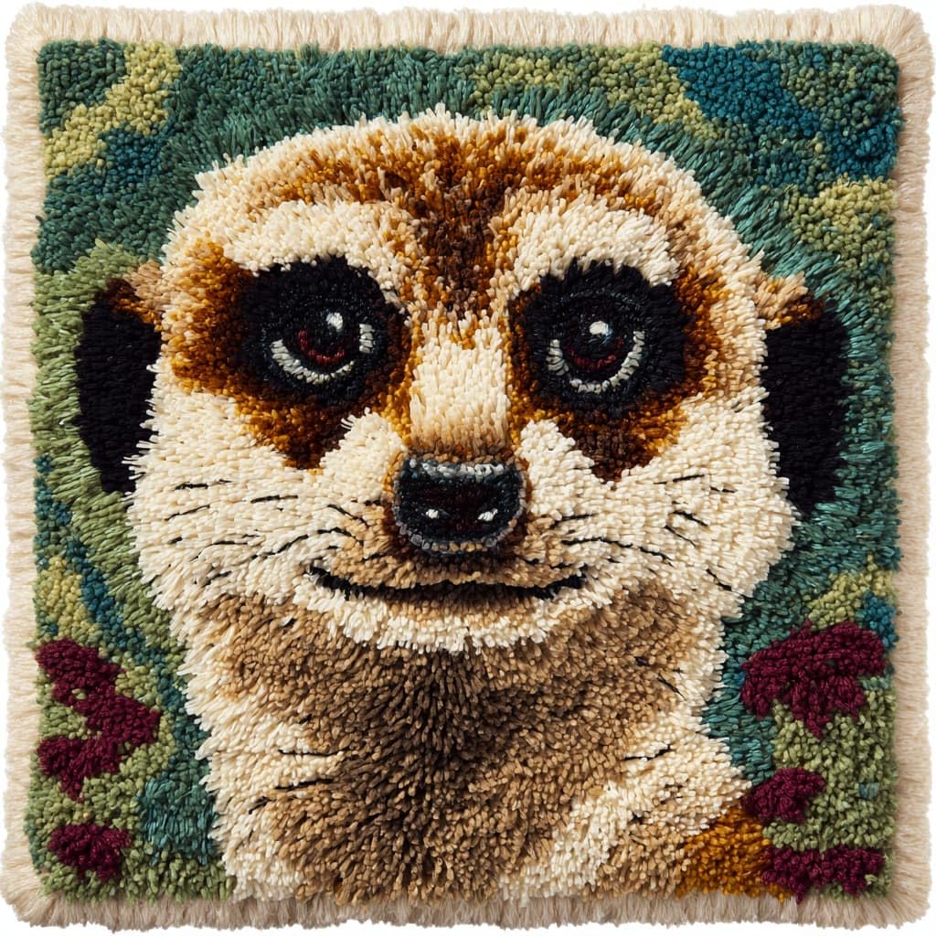 WallustrioaW Latch Hook Cushion Kits,Meerkats