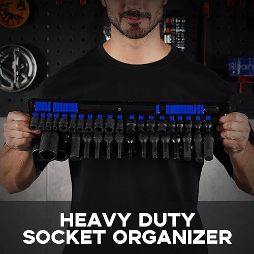 Miniatura 6 de Bandeja de acero con organizador de llaves portátil de 80 piezas con asa - Juego de soporte de llaves resistente 14-pulgada, 38-pulgada, 12-pulgada