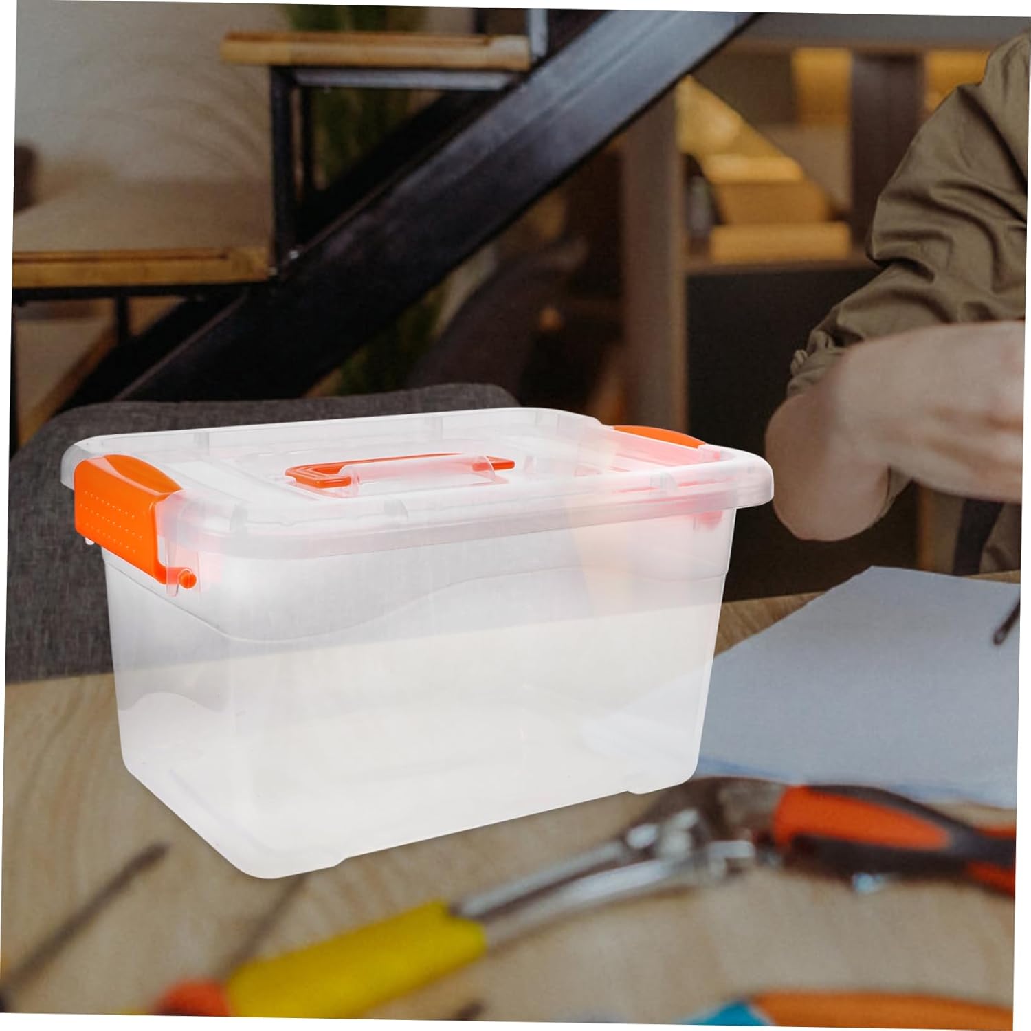 Unomor Set of 6 Storage Bins 3l Capacity Plastic Lids Portable Space-saving