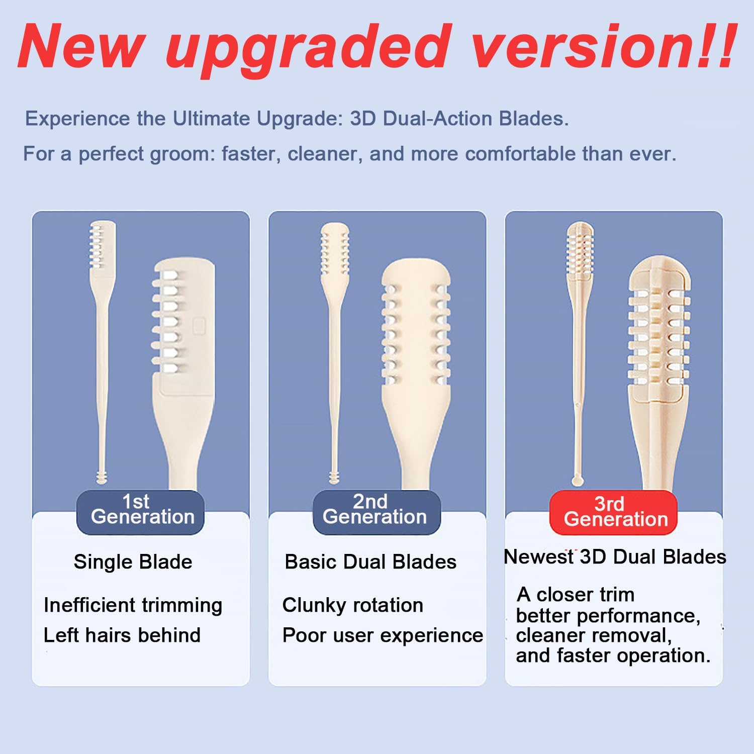 2-in-1 Nasal Hair Cutter, 2025 New Double-Sided Nose Hair Trimmer with Ear Picker, Portable Manual Nasal Trimmer with 360° Rotating Blade(2PCS)