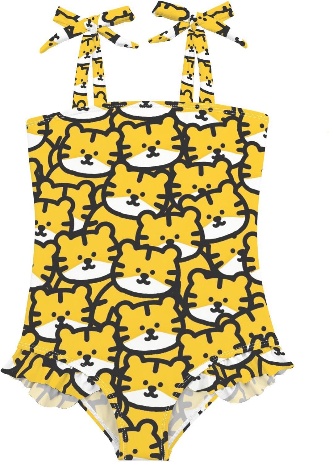 visesunny Toddler Girl Swimsuit Adjustable Strap Swimwear Yellow Tiger Vector Bathing Suits for Girls 18M-6Y