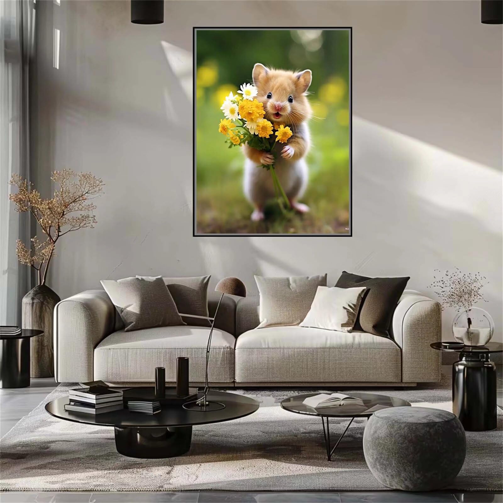 5D Fleur, Souris Peinture Diamant Adulte,Bricolage Diamond Painting Adulte grand format 120x160cm,DIY Diamant Broderie Strass Point de Croix Painting pour Décoration Intérieur Enfants Cadeau C5180