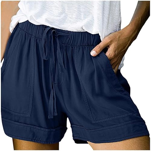 DASAYO Womens Shorts Casual 2024 Summer Beach Drawstring Shorts with Pockets 5 Inch Loose Cute Vacation Trendy Lounge Clothes