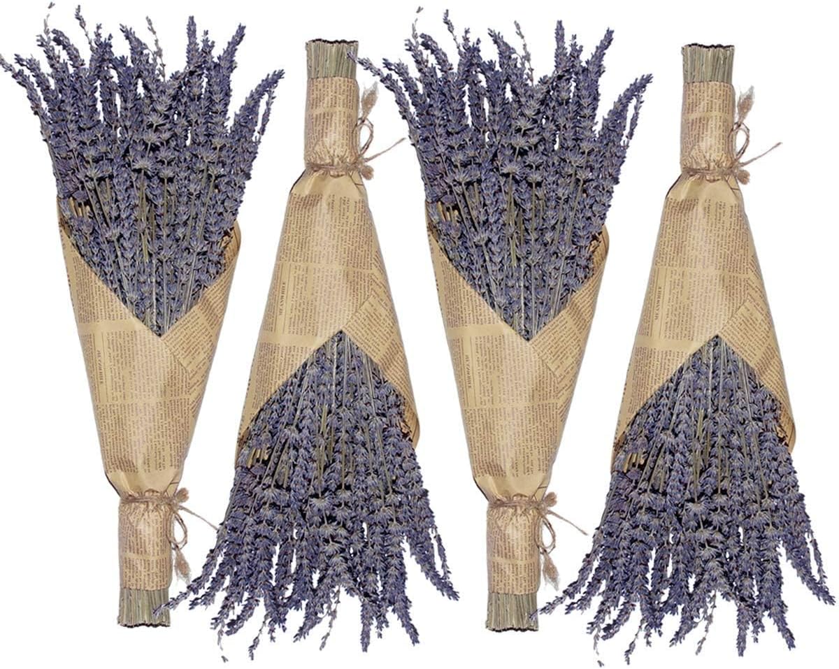 Cedar Space Lavender Dried Flowers 4 Bunches Dried Lavender Ideal Home Fragrance Products for Home Decorations, Wedding, Party, Photography & Flower Arrangements, Total Length 16 Inches Lavender 4 BUNDLES