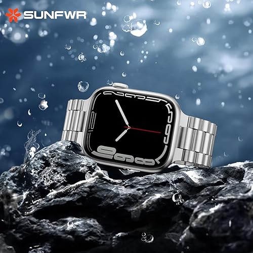 Miniatura 5 de SUNFWR Compatible con Apple Watch Band de 1.614 pulgadas, 1.575 pulgadas, 1.496 pulgadas, para mujeres y hombres, correa de metal de acero
