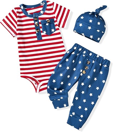 Aalizzwell Traje de verano a rayas para bebés recién nacidos
