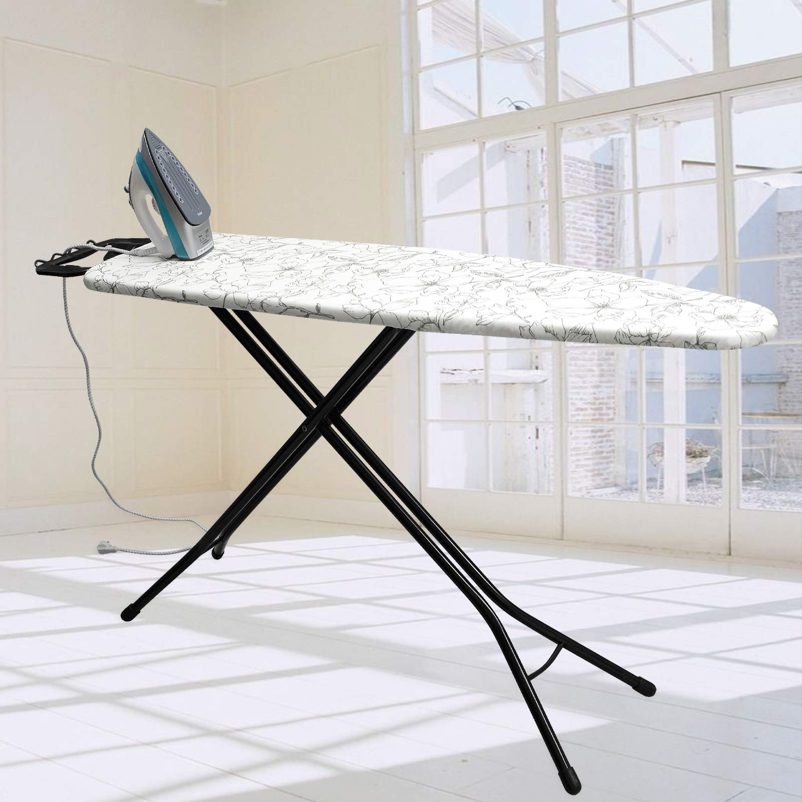 Funda y almohadilla para tabla de planchar, 15 x 54 pulgadas, tamaño estándar, acolchado grueso, resistente a quemaduras y manchas, con cierres y paño de malla 7