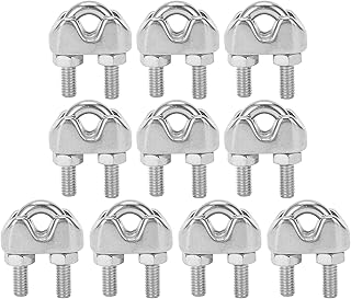 VGEBY Wire Rope Cable Clip Clamp, 10pcs 3/16 Inch M4 Stainless Steel Wire Rope Cable Clip Clamp U Bolt Saddle Fastener Rowing Supplies