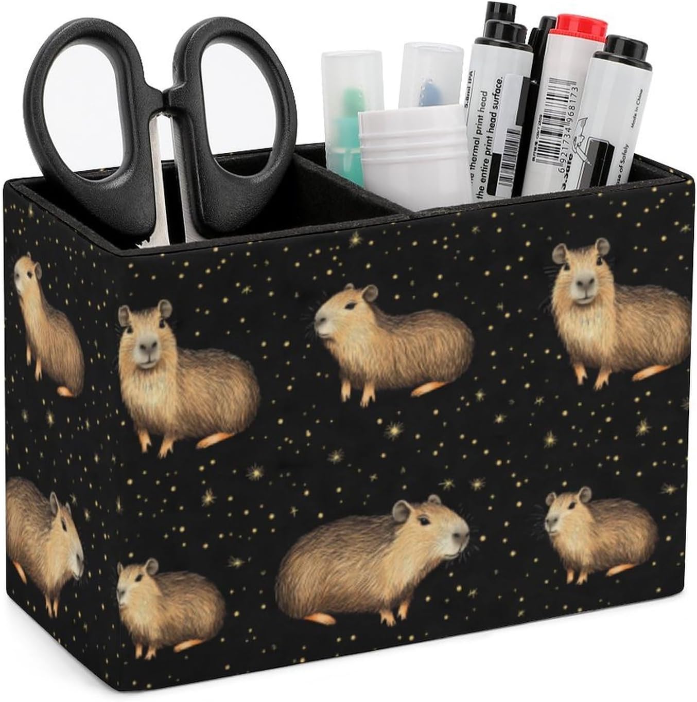 Capybara Pencil Pen Holder PU Leather Desk Storage Organizer Makeup Brush Box