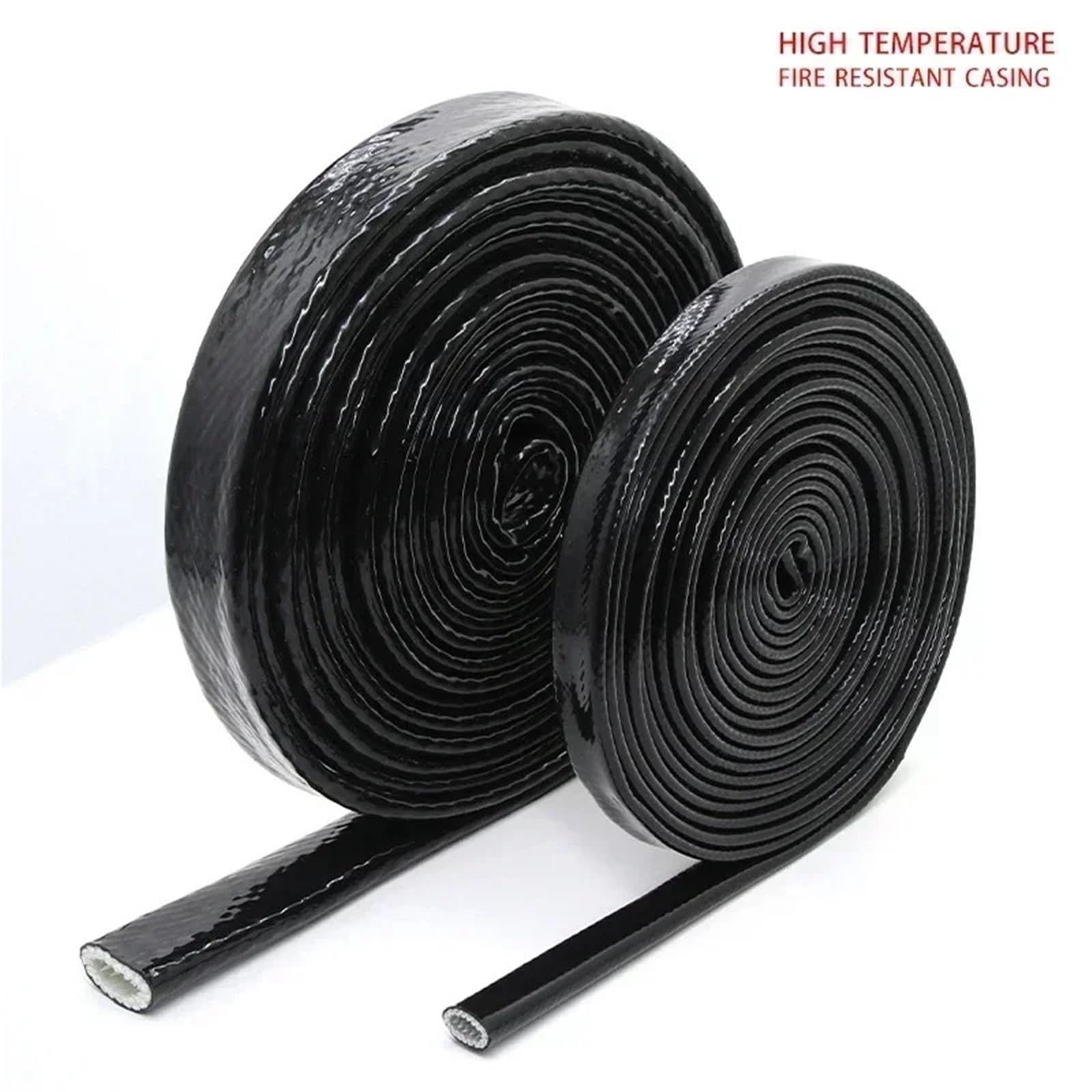 Gaine Cable 5m Fiberglass Tube Coated Glass Fiber Braided Fireproof Sleeve Fire Retardant Case Cable Sleeving(Black,25mm,5 Meters)