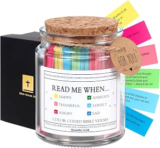 Bible Verses Jar for Daily Encouragement, Prayer & Reflection, Christian Gifts for Women, Religious Graduation, Teacher Appreciation, Birthday Inspirational Faith-Based Present, Easter Basket Stuffers