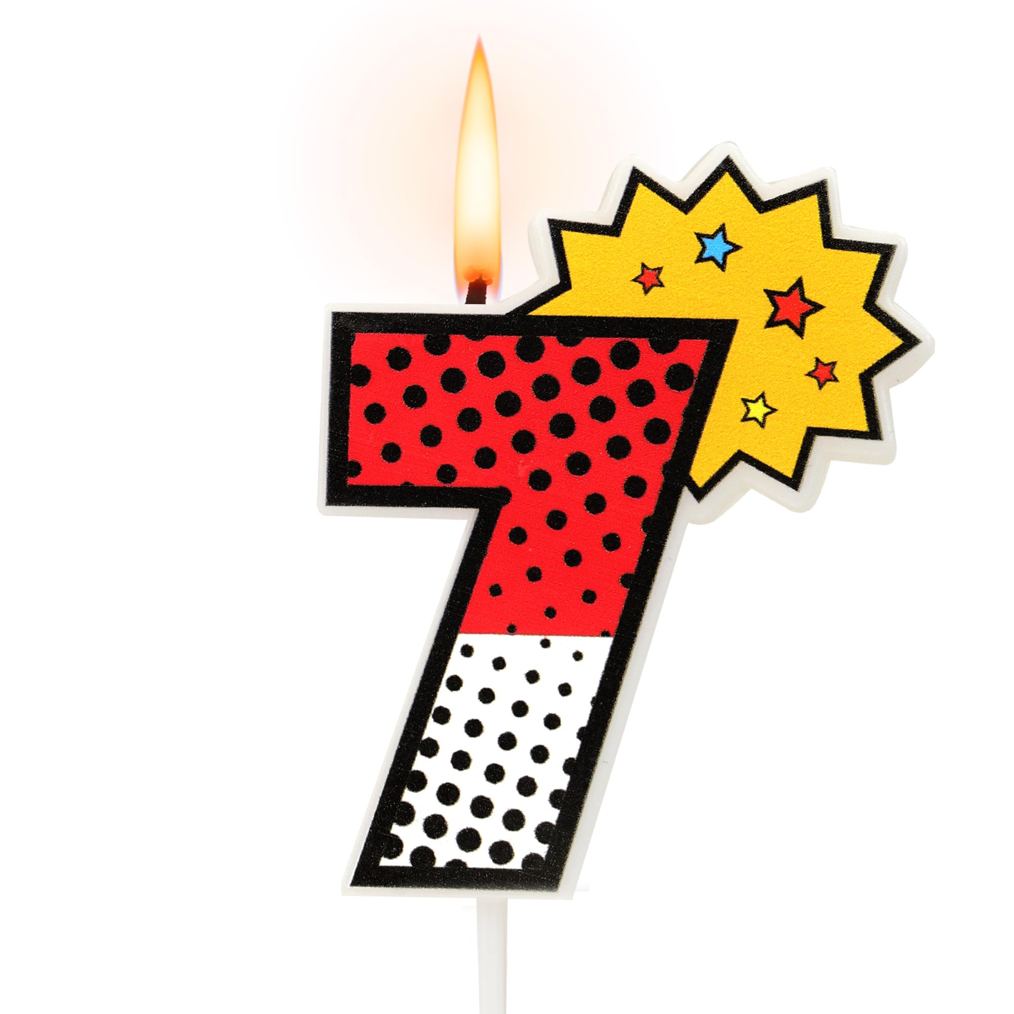 Cartoon Red and White Birthday Candle Animation Digital Candle Cartoon Theme Birthday Party Supplies (Number 7)