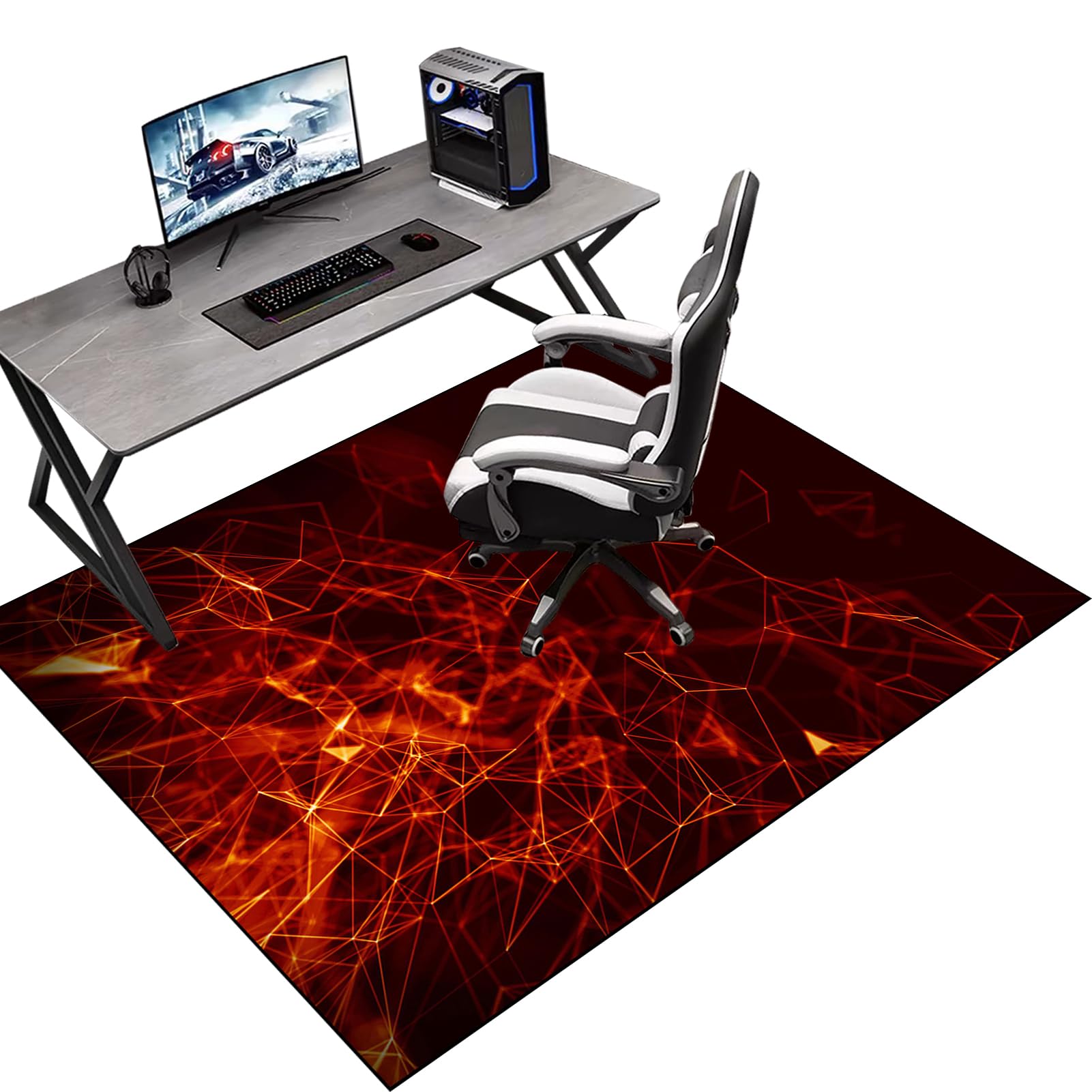 160 x 200 cm Gaming Chair Mat Non-Slip Protective, Office Carpet Protector Chair Mat, Floor Protector for Office Chair, Office Chair Mat for Hardwood Floor, Multi-Purpose Hard Floor Protection Mat