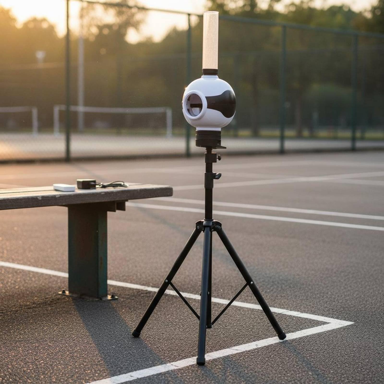 Badminton Ballmaschine Badmintonschleuder Trainingsgerät Wurfgerät Aufschlagmaschine mit Einstellbarer Geschwindigkeit Und Frequenz für Alleintraining, Multifunktional W