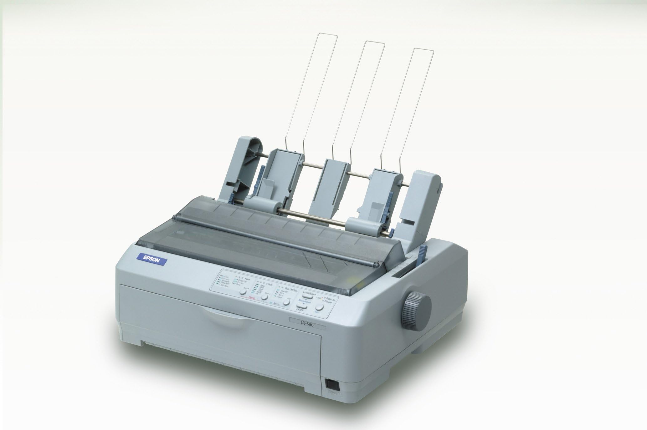 EpsonC11C558022A1 - LQ-590, Dot Matrix Printers, Impact dot matrix, 80 columns, 24 Needles, Ethernet interface (100 Base-TX / 10 Base-T) (optional), Parallel, USB 2.0 Type B, Type B interface, Bidirectional parallel, 20,000 Hours, 400 Million Strokes/Wire, 128 kB included, Windows 2000, Windows 7, Windows 8, Windows 98, Windows XP, Epson Status Monitor, Driver and utilities (CD), Main unit, Power cable, Ribbon, Setup guide, Software (CD), User manual (CD), Warranty document, 12 months Carry in