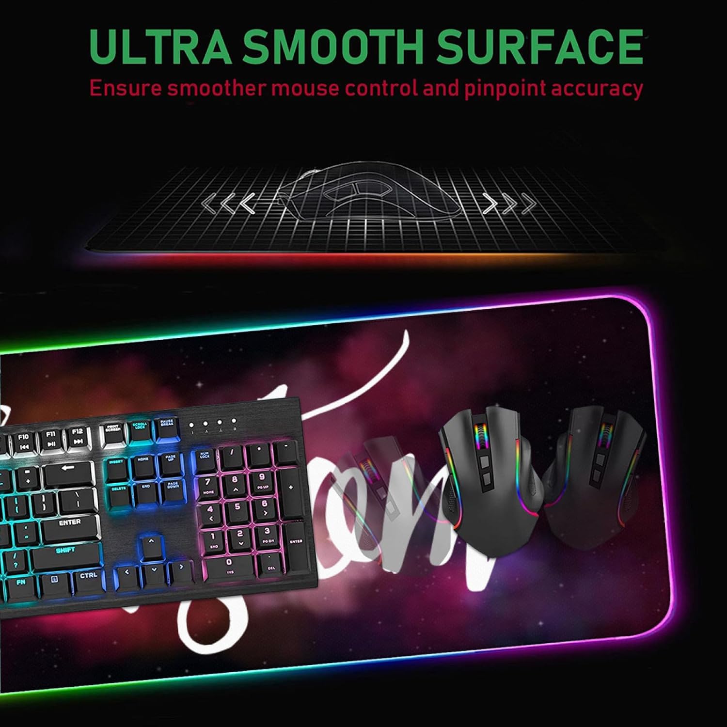 Custom Mouse Pad, Personalized Mouse Pads with Photo/Text/Logo, Customized Mousepad Wireless Large (31.5" x 12", with 4-Port & LED)
