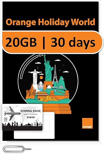 Orange Holiday Worldwide Tarjeta SIM prepagada de 20 GB de datos de Internet durante 30 días en 4GLTE  Se permite conexión de datos  Llamadas y SMS