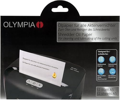 Feuilles de lubrification pour destructeur de documents Olympia