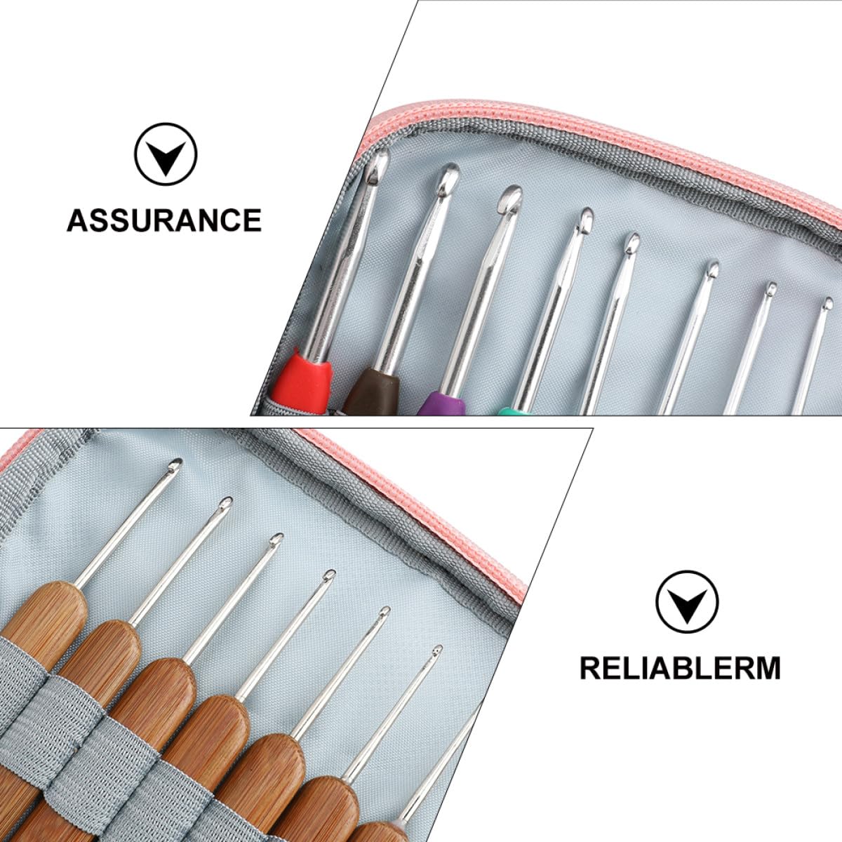 BELLIFFY Set Uncinetto in Acciaio Inossidabile Tpr Manico Morbido Kit per Lavorare a Uncinetto con Borsa per Principianti e Casalinghe