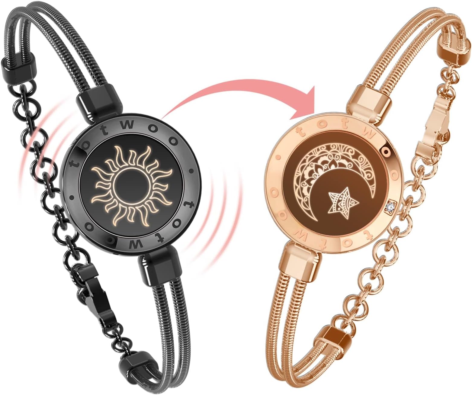 Long Distance Touch Bracelets for Couples, Vibration & Light up for Love Couples Bracelets, Couples Bracelets, Long Distance Relationship Gifts for Girlfriend Remote Smart Bluetooth Pairing Jewelry