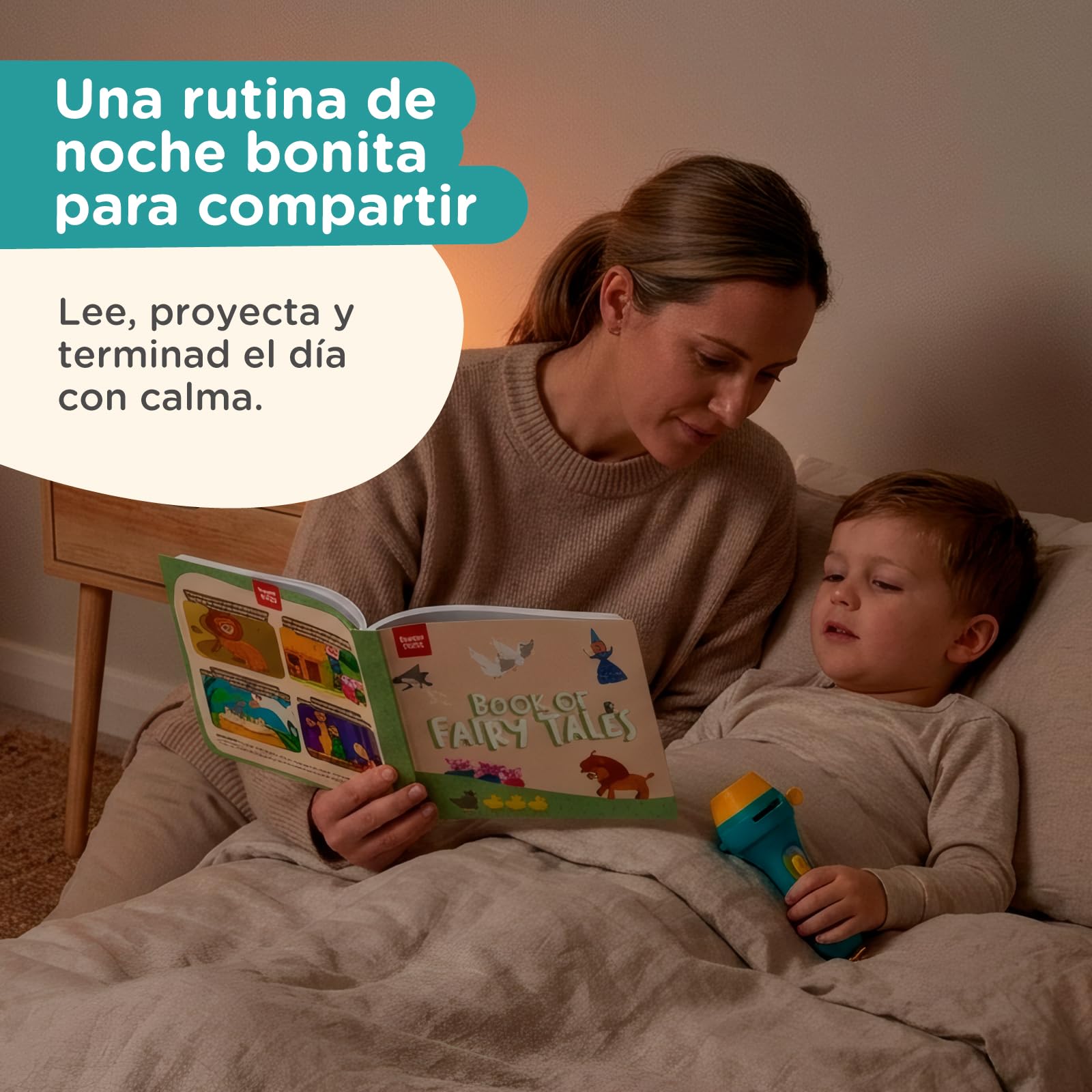 Nene Toys Libro de Cuentos con Linterna Proyectora y Teatro de Sombras para Niños +3 Años - 4 Cuentos Clásicos en 5 Idiomas, Juego Interactivo para Dormir y Regalo Infantil — view 6