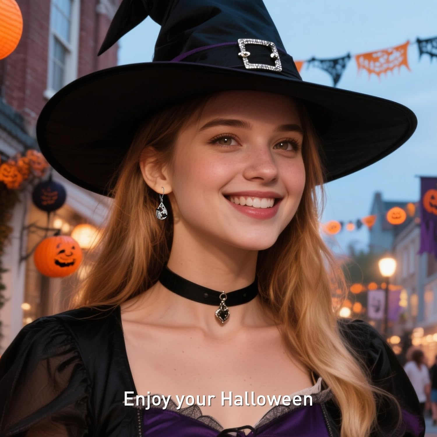 Halloween Earrings Bat Ghost Earrings for Women Sterling Silver Spooky Halloween Ghost Dangle Drop Bat Moon Earring Horror Holiday Jewelry Thanksgiving Gifts - Image 4