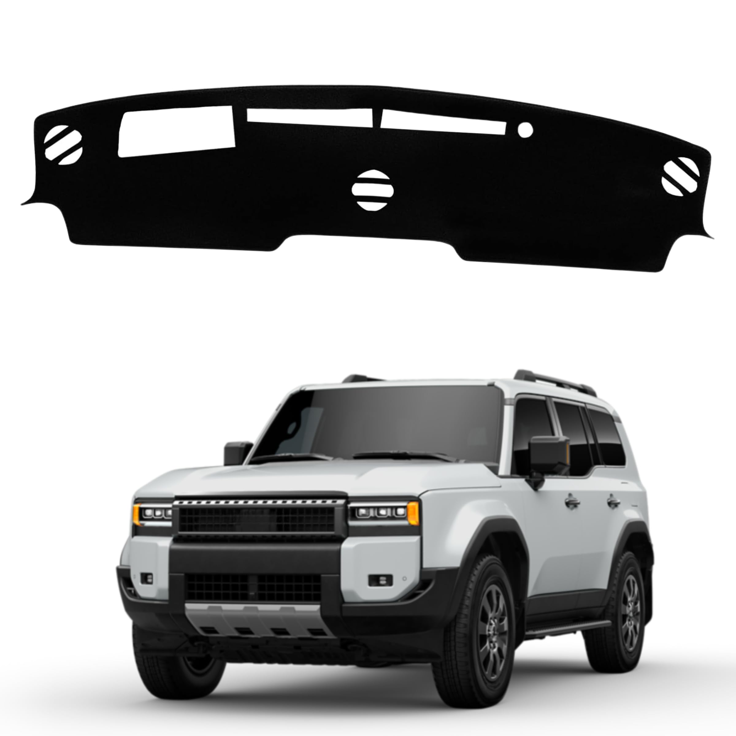 Non-Slip Dash Cover Mat Sunshield Protector Pad Compatible with Toyota Land Cruiser Prado 250 J250 LC250 2024 2025 Dashboard Cover Accessories Pad (（Black Trim）, （with HUD）)