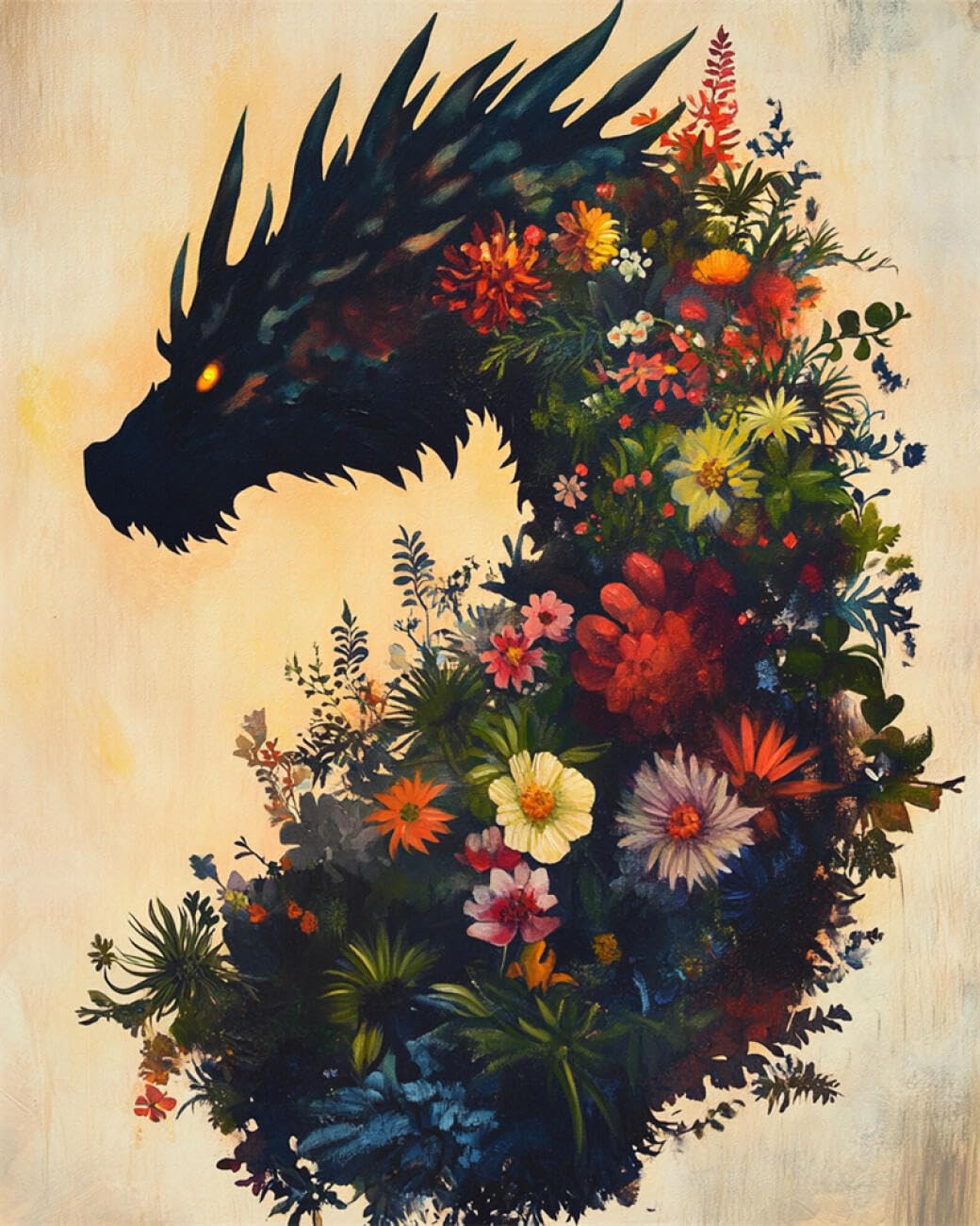 RKFLGEW DIY Embroidery Beads Set Fantasy Dragon 30x40cm