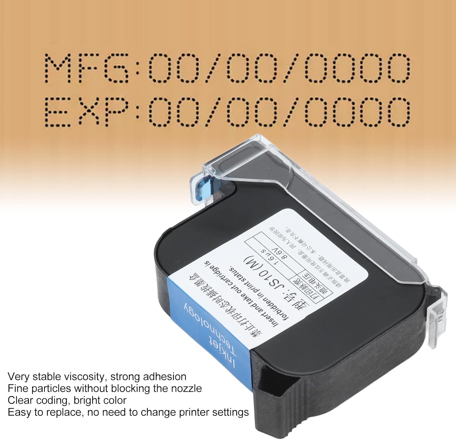 YOAS Inkjet Cartridge, Stable Viscosity Black Ink Cartridges Quick Drying JS10 (M) for Manual Printers