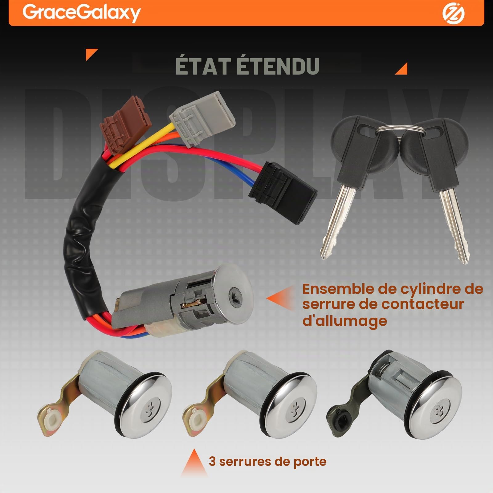 Neiman Zündunng Interrupteur de serrure Berlingo 1996-2008 Partner 806 | 106 I 106 II,Kit de verrouillage d'allumage 252522 9170.G3 9790461580,1 barillet d'allumage 3 barillets de portes 2 clés