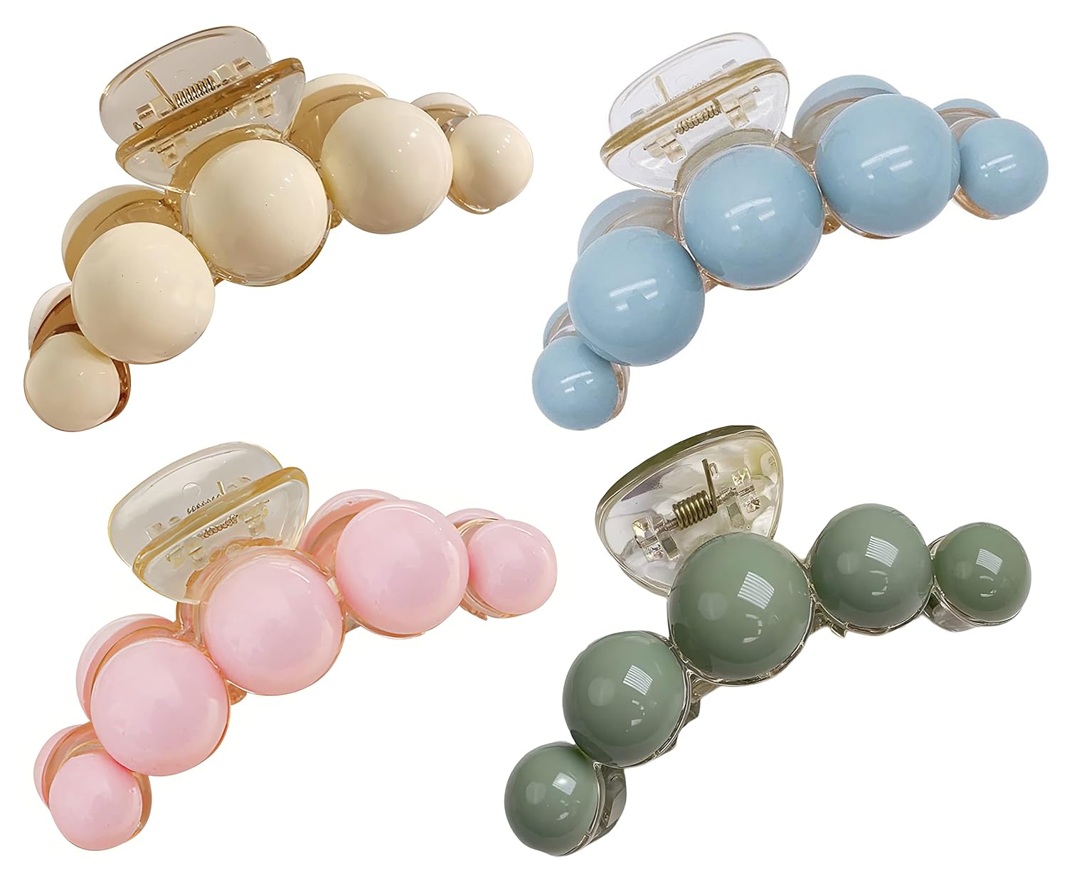 ANNACREATIONS Korean Fashionable Fancy Stylish Large Big Pearl Hair Claw Clips Long Hair Jaw Clips Clutches Barrettes Hair Accessories for Women and Girls set of 4 Large