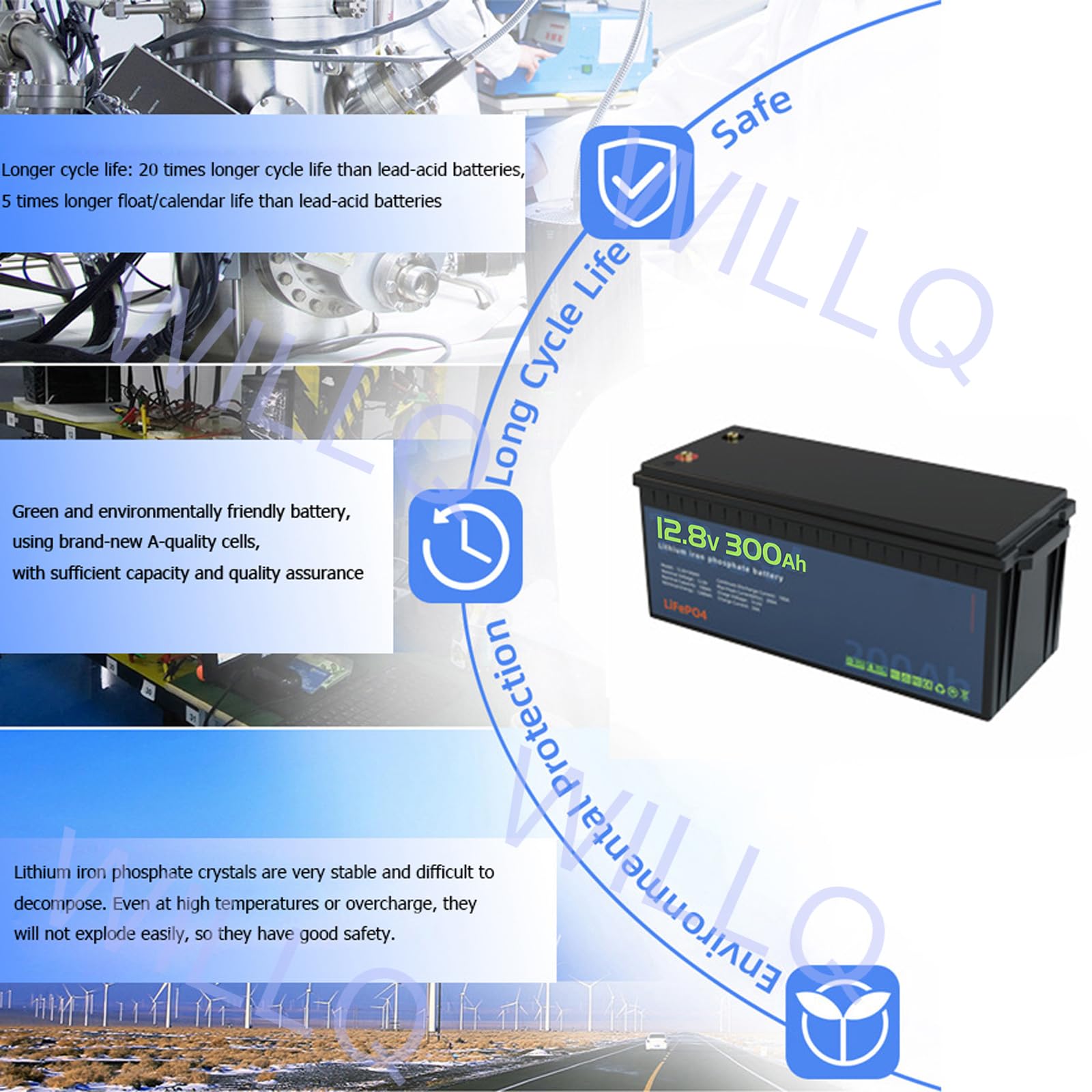 Batería de Litio 12V 300Ah 200Ah 150Ah 100Ah 50Ah baterías LiFePO4 con BMS batería Recargable de fosfato de Hierro y Litio 12,8V para Motor de Pesca con curricán Marino Solar,12v300ah