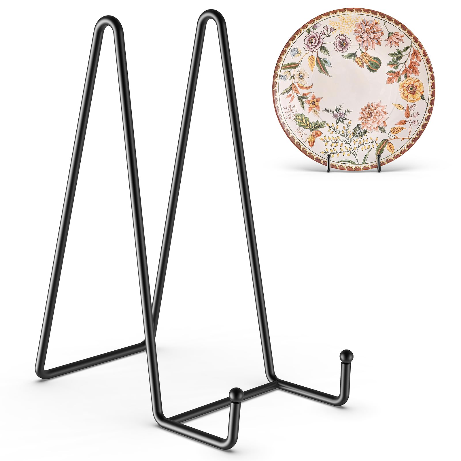 HONGYUTAI 3 Pack 10 Inch Plate Stands for Display Picture - Vinyl Table Top Display, Decorative Metal Frame Holders for Book , Photo and Platter, Tabletop Art, Black 3 Packs
