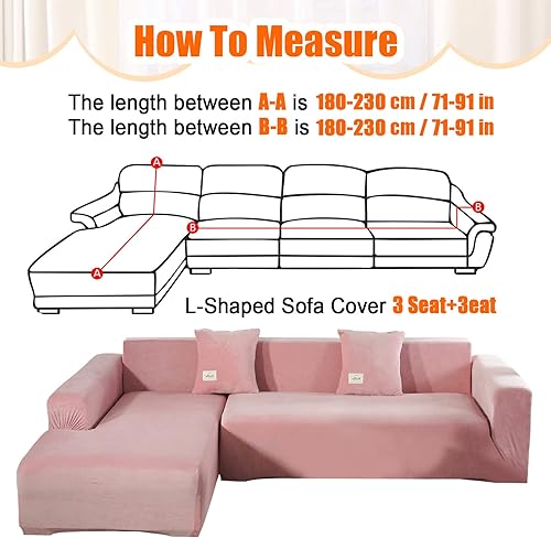 Miniatura 4 de MIFXIN Fundas para sofá seccional, 2 piezas de terciopelo elástico en forma de L, fundas elásticas para sofá seccional en forma de L, protector de