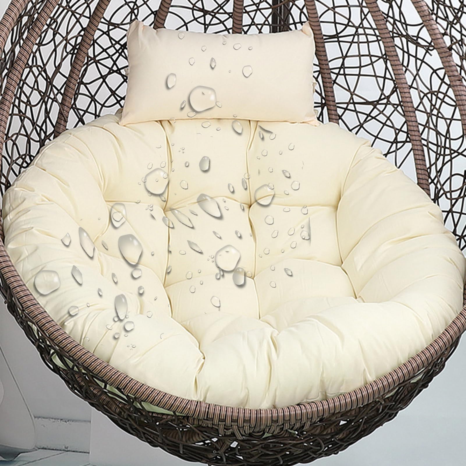 Aocase Egg Chair Cushion Only Replacement - Large Thick Washable Seat Pad & Pillow for Indoor/Outdoor Hanging Swing Basket Chairs, Garden Patio Mat Pads with Zipper (Cushion Only),NO06,110×110cm