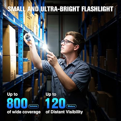 Miniatura 5 de RECHOO Paquete de 2 linternas recargables de alto lúmenes, linterna magnética EDC con clip, 8 modos de potente linterna LED de bolsillo, linternas