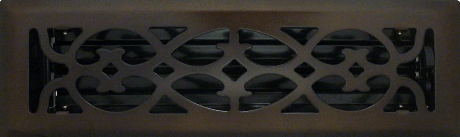 6" x 14" (7.5" x 15.75" Overall Size) Copper Victorian Register with Damper (HVAC Vent Cover)