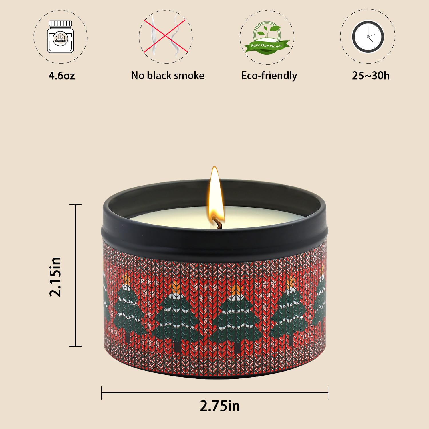 Velas de Navidad, regalos de Navidad para mujeres, juego de velas perfumadas, velas de aromaterapia de cera de soja natural para el hogar (4 unidades)