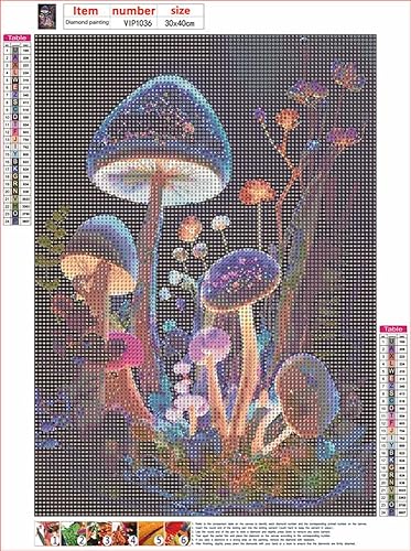 Miniatura 2 de Kit de pintura de diamante 5D para bricolaje, kit de arte redondo de diamante de hongo de taladro completo para adultos principiantes, perfecto para