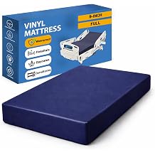 Greaton, 9-Inch Medium Firm Water Resistance Nylon Vinyl Foam Mattress, Noiseless, Soft Cloud Feeling, Body Heat Reflection, Good for Hospital and Camp, Full, Blue