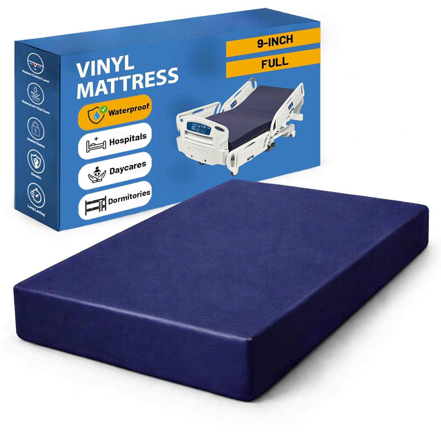 Greaton, 9-Inch Medium Firm High Density Foam Mattress, Comfortable Mattress for Cooler Sleep, Supportive & Pressure Relief, Full XL, White