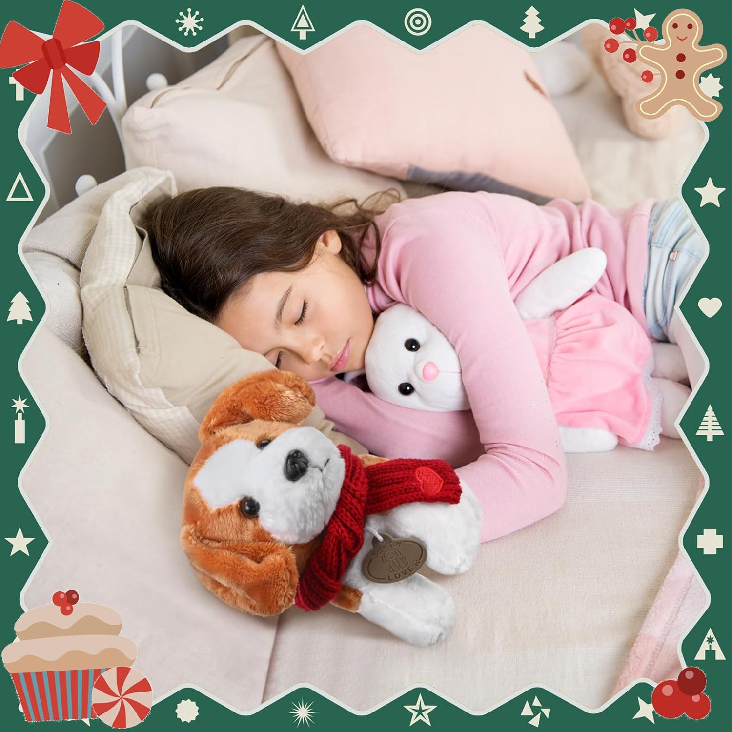 Civaner Saint Bernard Dog Pet Christmas Pet Saint Bernard Stuffed Animal 8 Inch Realistic Plush Dog Huggable Gifts for Christmas Birthday Home Decor