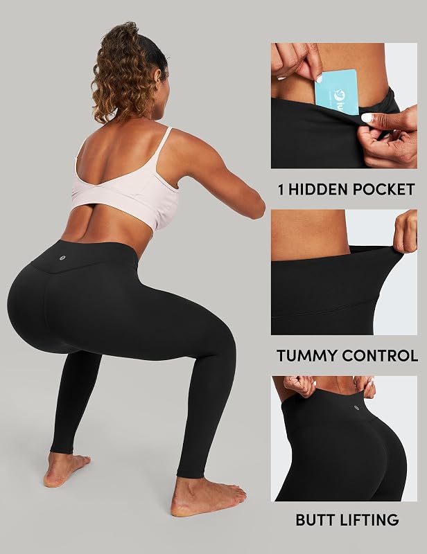 IUGA High Waisted Leggings for Women Running Workout Leggings with Inner Pocket Yoga Pants for Women Black image 6