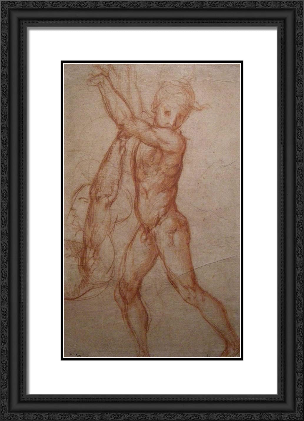 ArtDirect Pontormo, Jacopo 18x24 Gold Ornate Framed Art Print with Double Matting Titled: Study of Nude