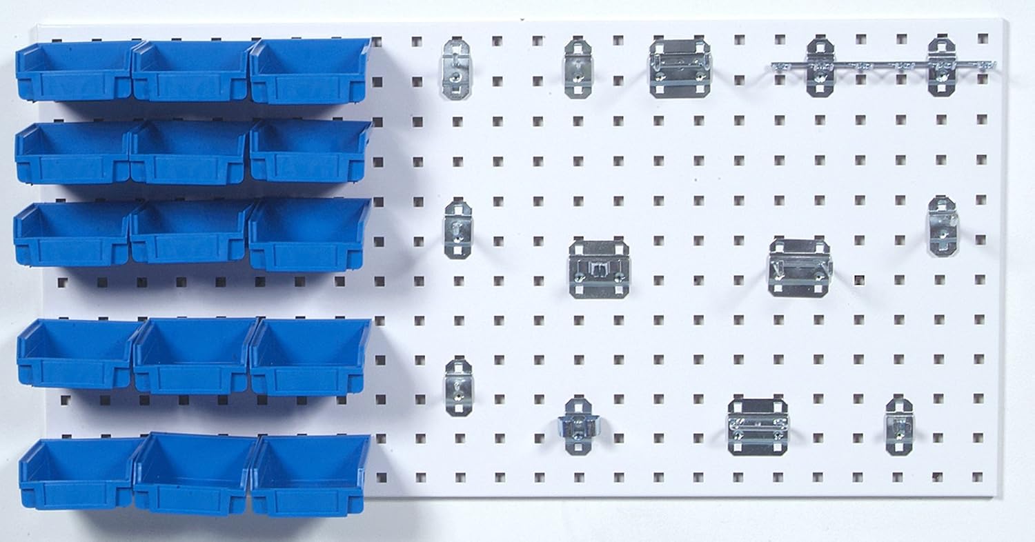 Triton Products LB18-1WHBB-Kit 18 In W x 36 In H Epoxy Steel Square Hole Pegboard Kit with Mounting Hardware, White, 43-Pack
